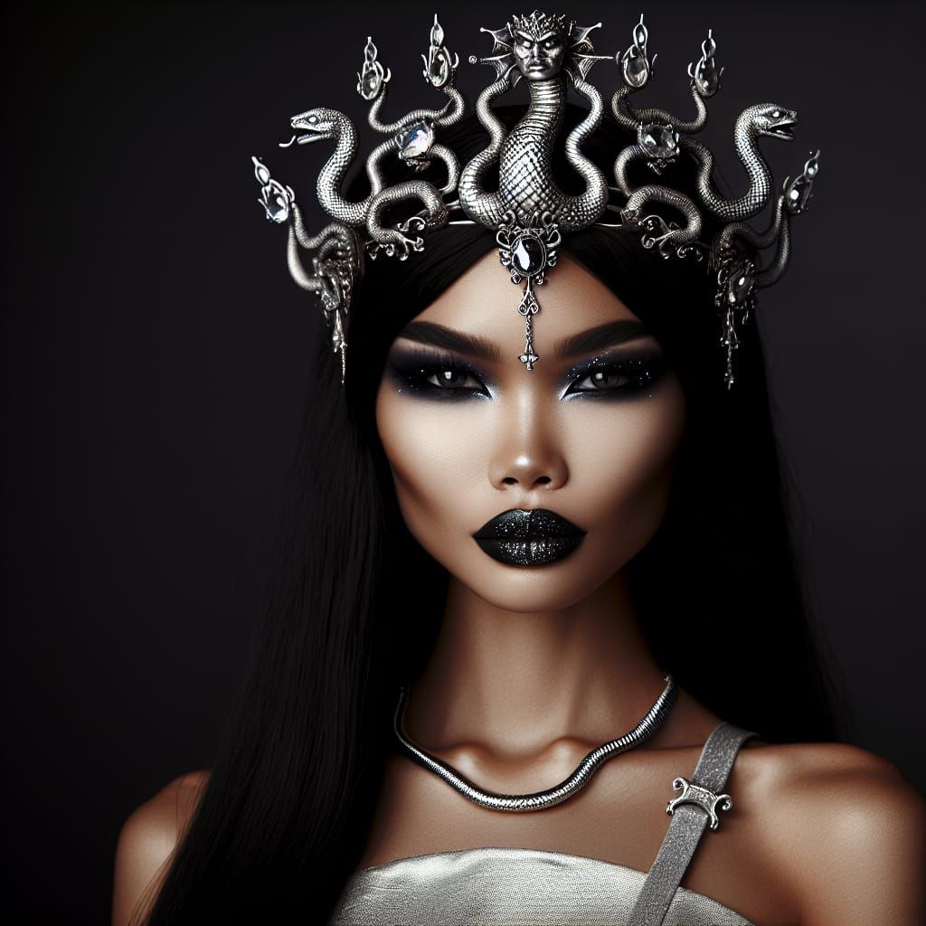 Gothic Medusa: Silver Tiara and Serpent Jewelry