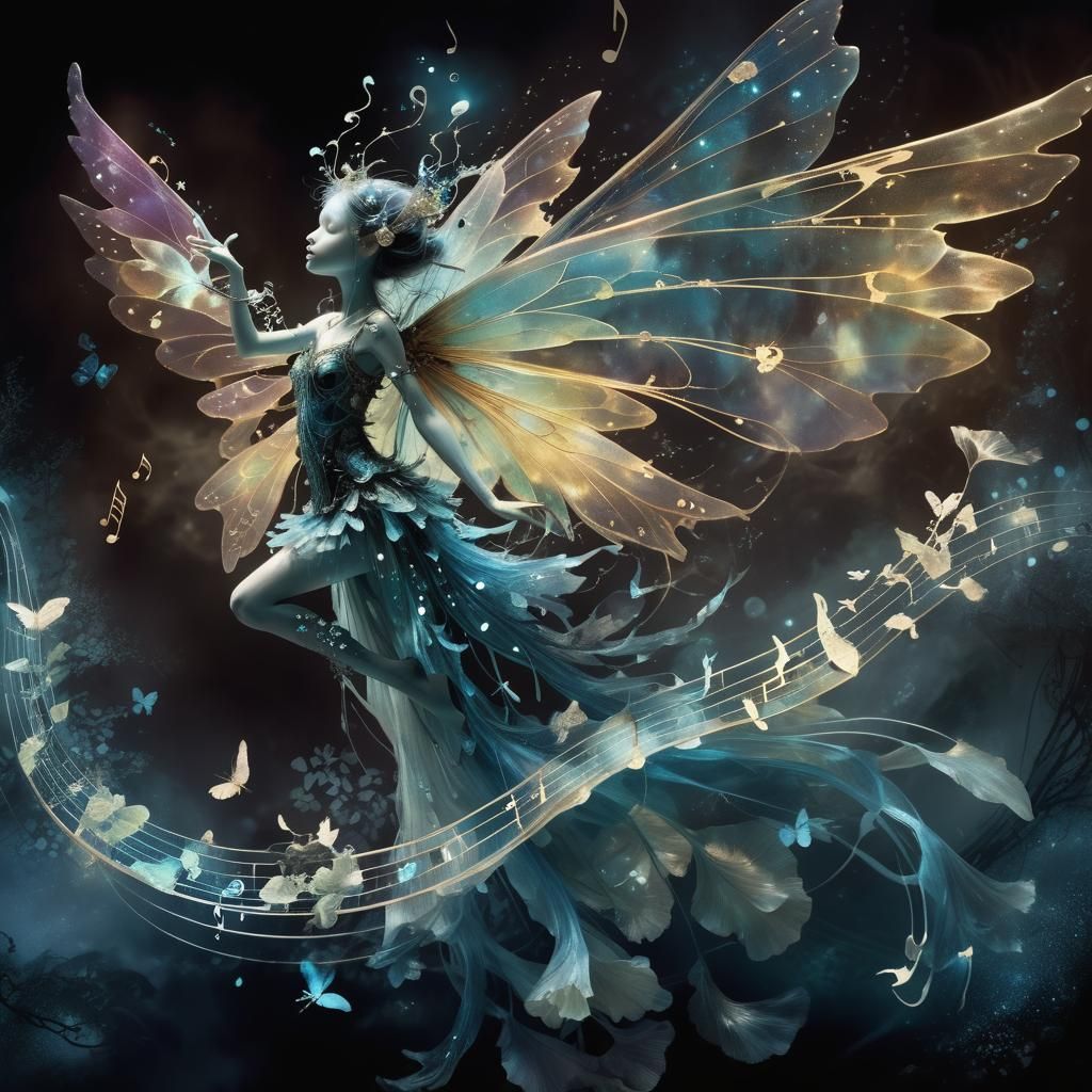 Bioluminescent Fairy in Flight: A Digital Painting