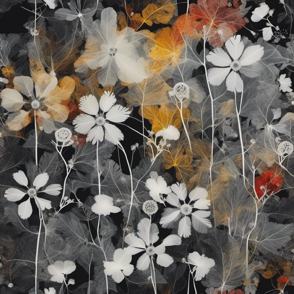 <lora:Photograms:1.0>  Create a Black and white photogram, a primitive photography technique that involves direct exposu...