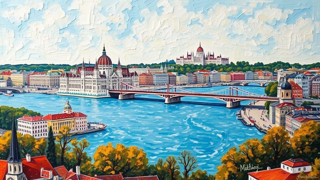 Impasto Cityscape in Budapest Style