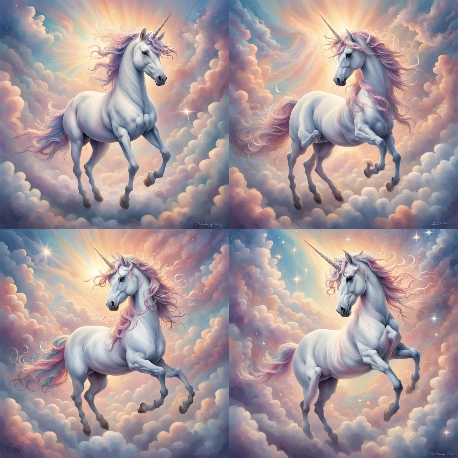 The image of a unicorn dancing in the sky