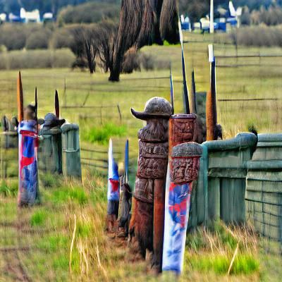 Minimalist Fence Against Abstract Background