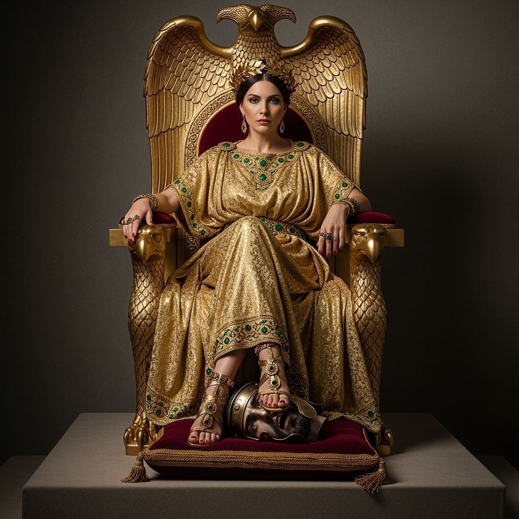 Majestic Roman Empress on Gold Imperial Throne