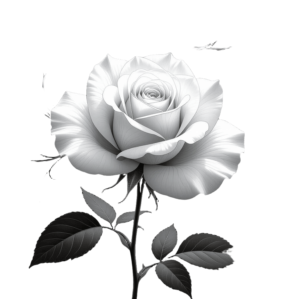 Ethereal Black and White Rose with Mystical Glow