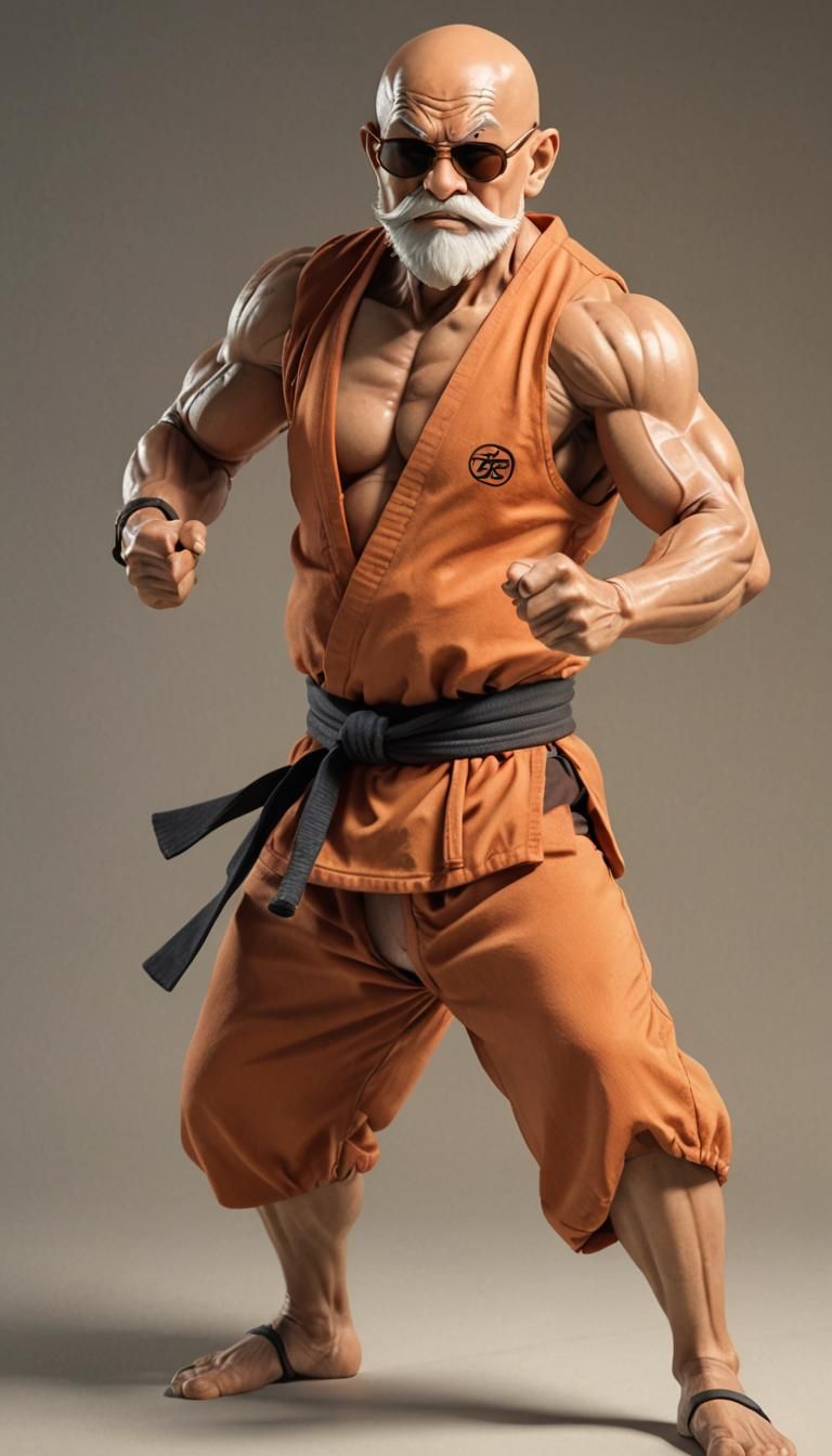 Master Roshi: Detailed 3D Martial Arts Portrait