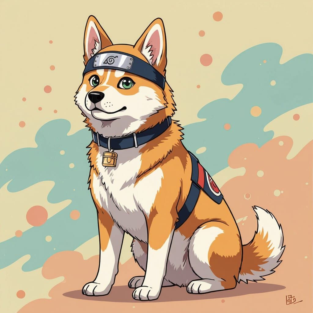 Dog in Naruto Anime Style Illustration