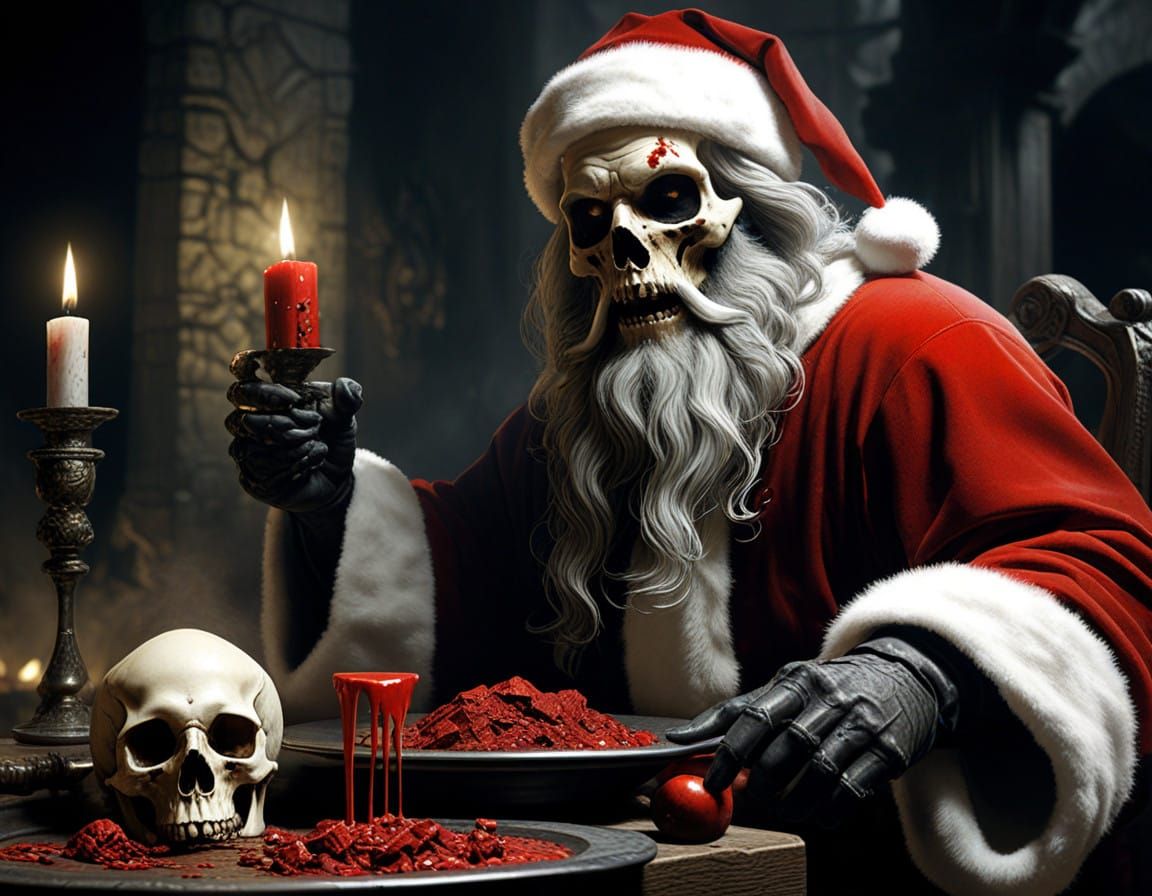 Dark Santa Claus in a Horror Art Aesthetic