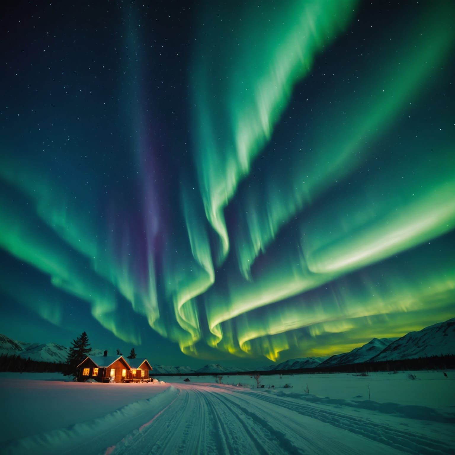 Ethereal Aurora Borealis Dance in Cinematic Film Style