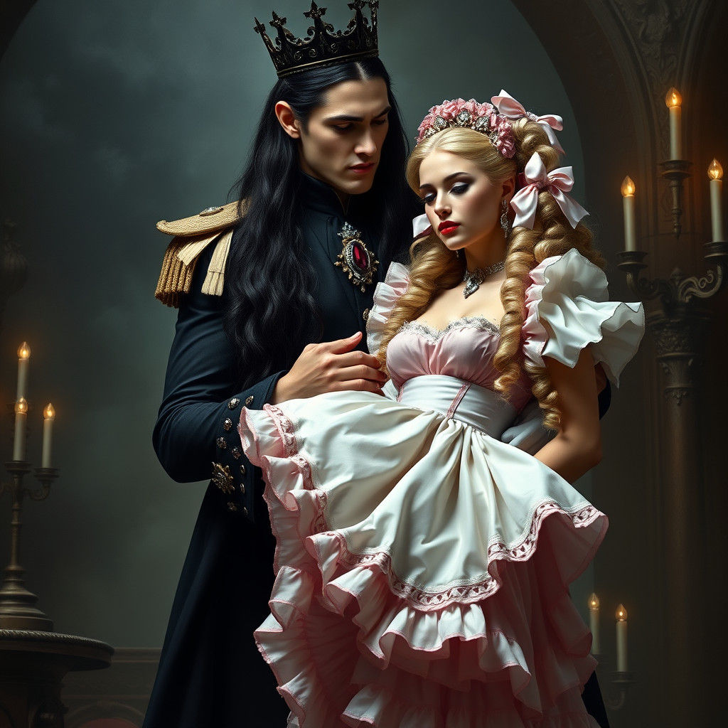 Vampire King Captures French Maid in Gothic Romanticism Styl...