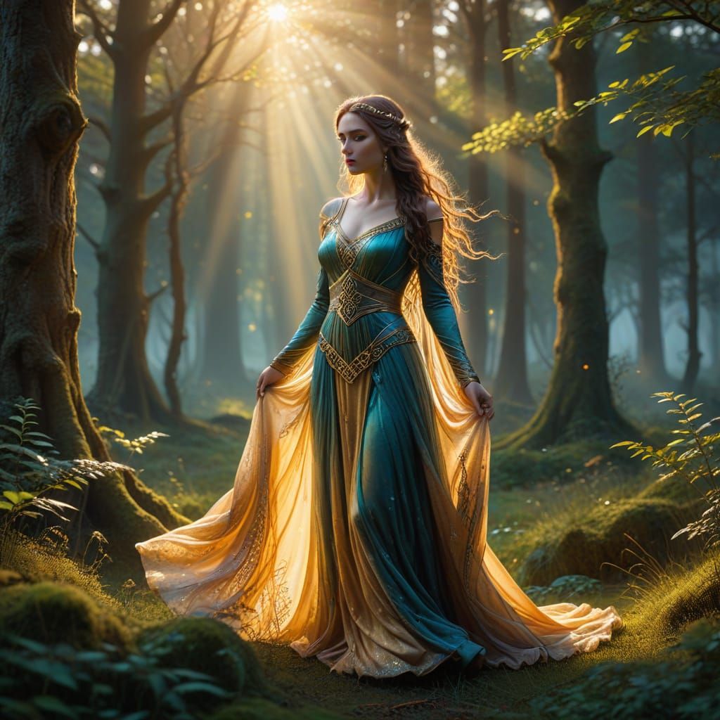 Mystical Princess in Vibrant Oil Painting