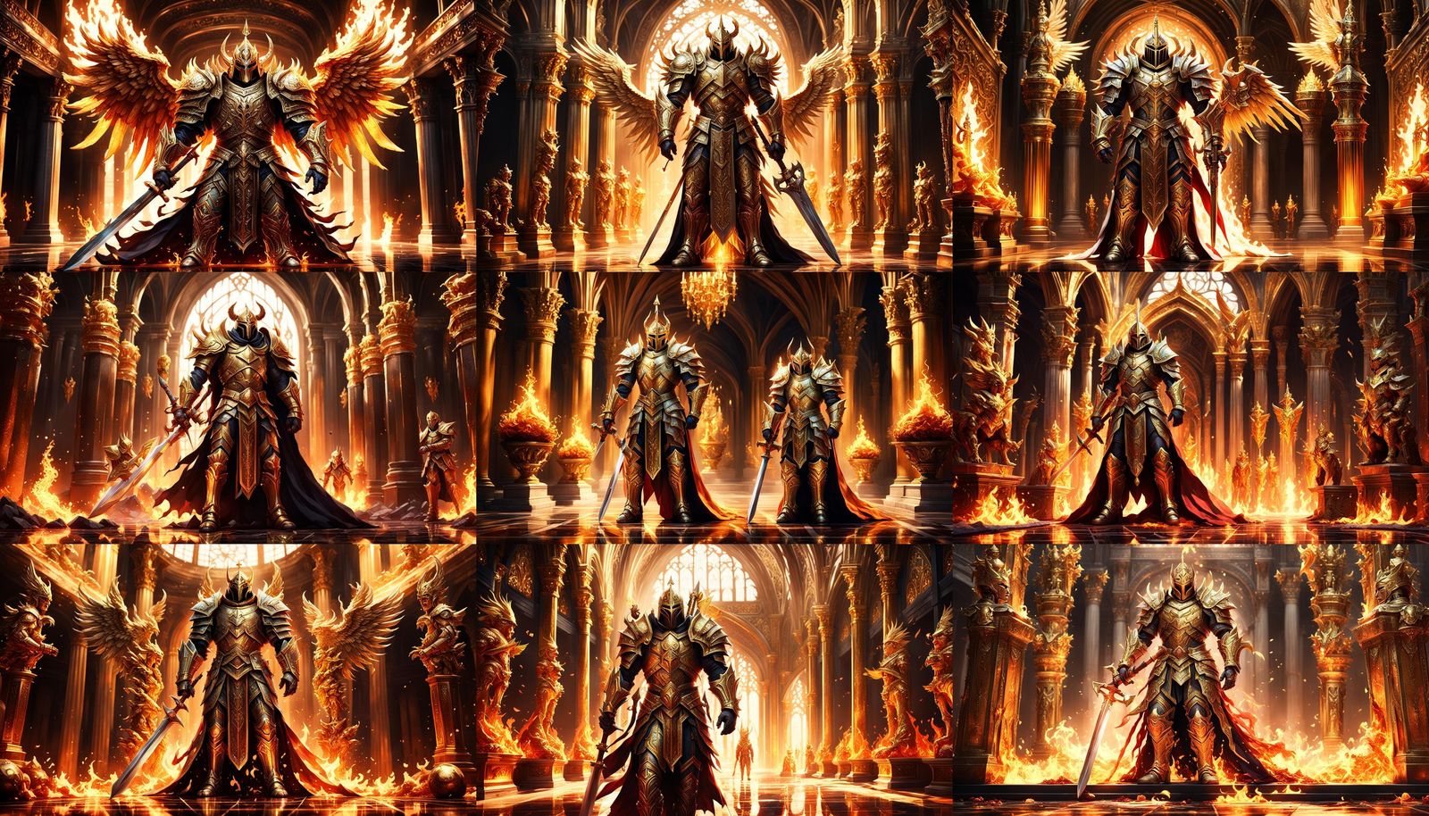 Twin God Knight Mage in Hallway, Hyperrealistic Art