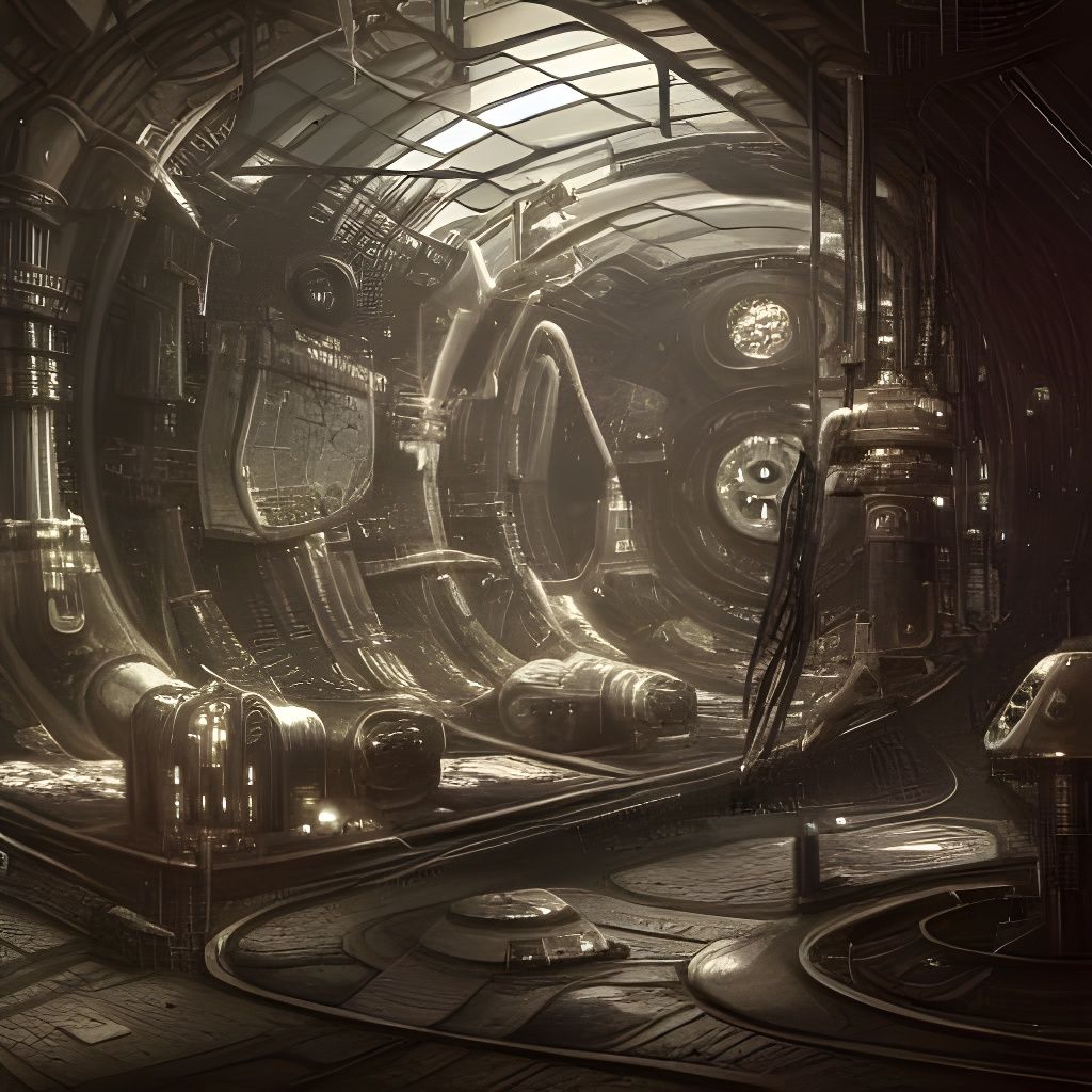 Steampunk Space Station Terrarium in Giger Style