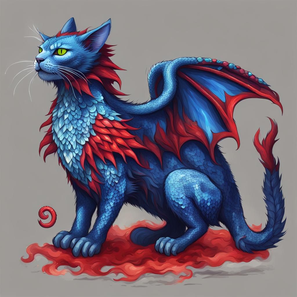 Cat Fused with Dragon: A Hybrid Creature