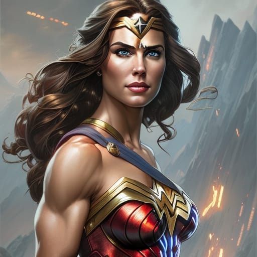 Wonder Woman Portrait in Hyperdetailed Comic Book Style