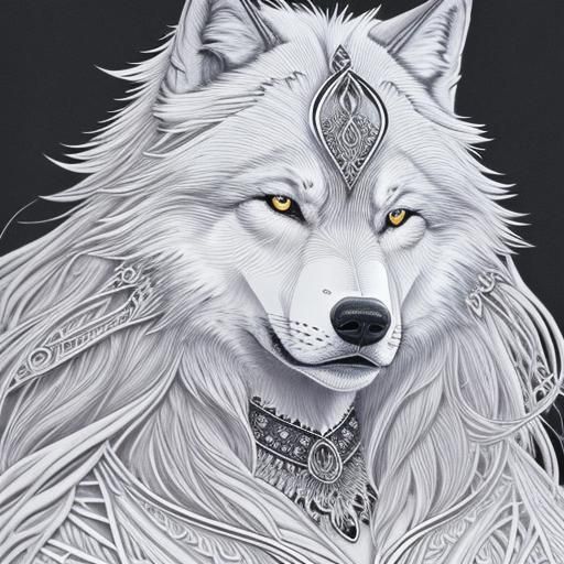 Detailed Fantasy Portrait of a Tender Wolf Wife