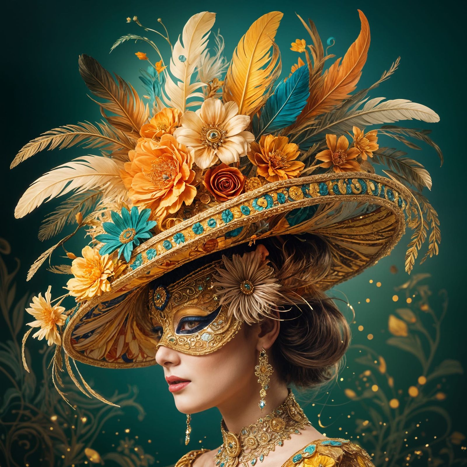 Elaborate Feathered Hat in High-Fashion Photography