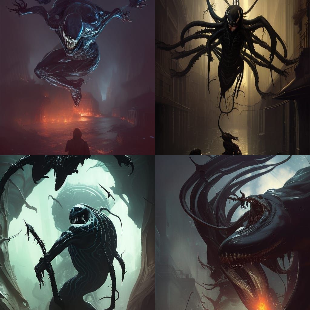 Venom in Dark Fantasy Concept Art Style