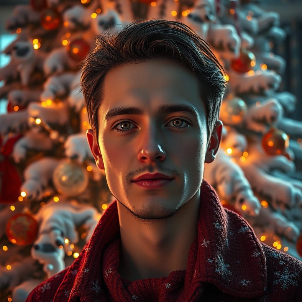 Luxurious Christmas Portrait in Hyper-Realistic Style