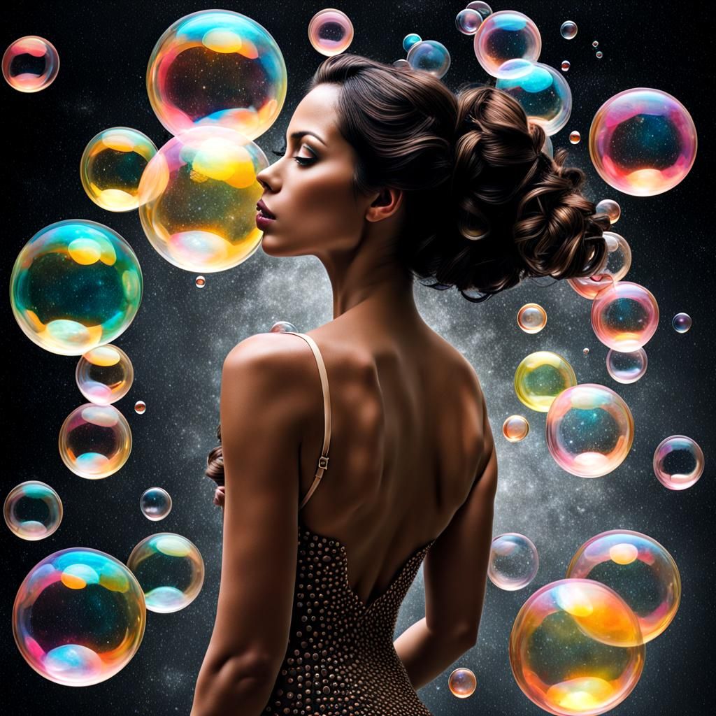 Bubble Collage of Woman's Body: Gritty Art