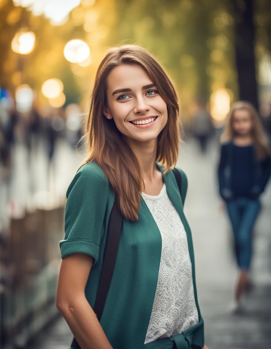 Portrait of Smiling European Woman in Natural Light