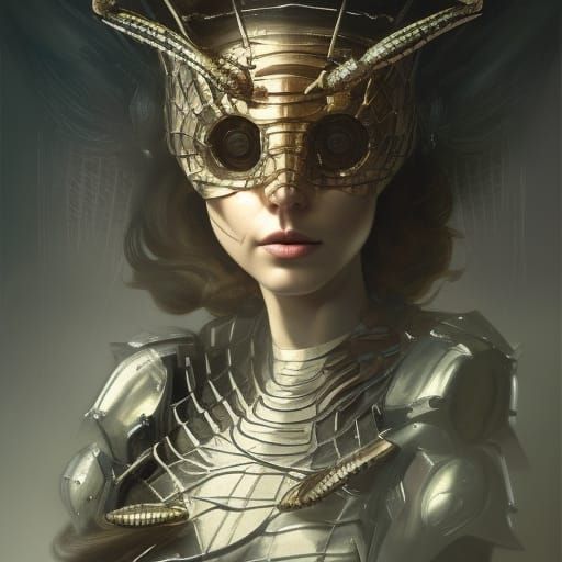 Spider Armored Queen on Black Metal Throne