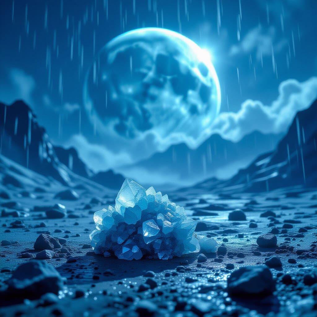 Alien Planet Hemimorphite Under Ice Planet Sky