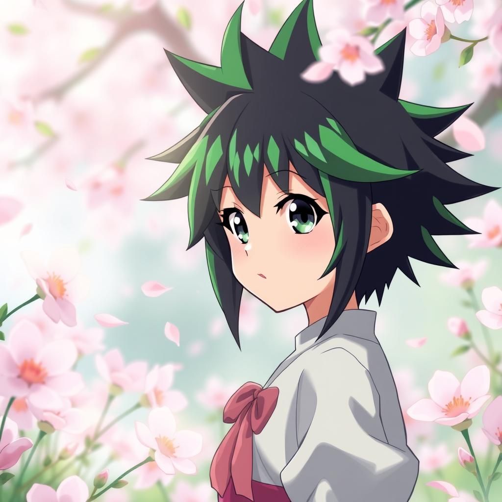 Anime Girl in Flower Garden, Inspired by Yu-Gi-Oh