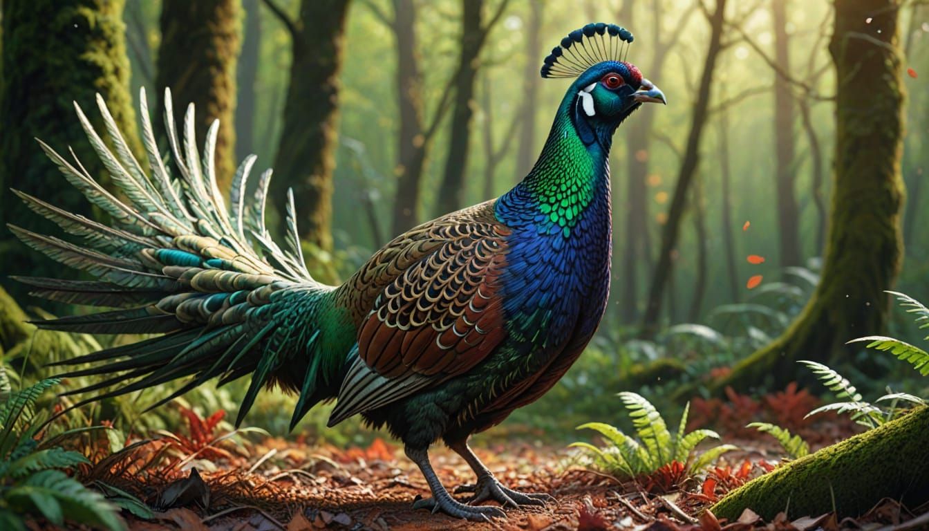Green Pheasant in Splash Art Style
