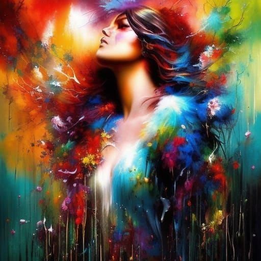 Romantic Couple Dancing in the Dark as Brushstroke Art