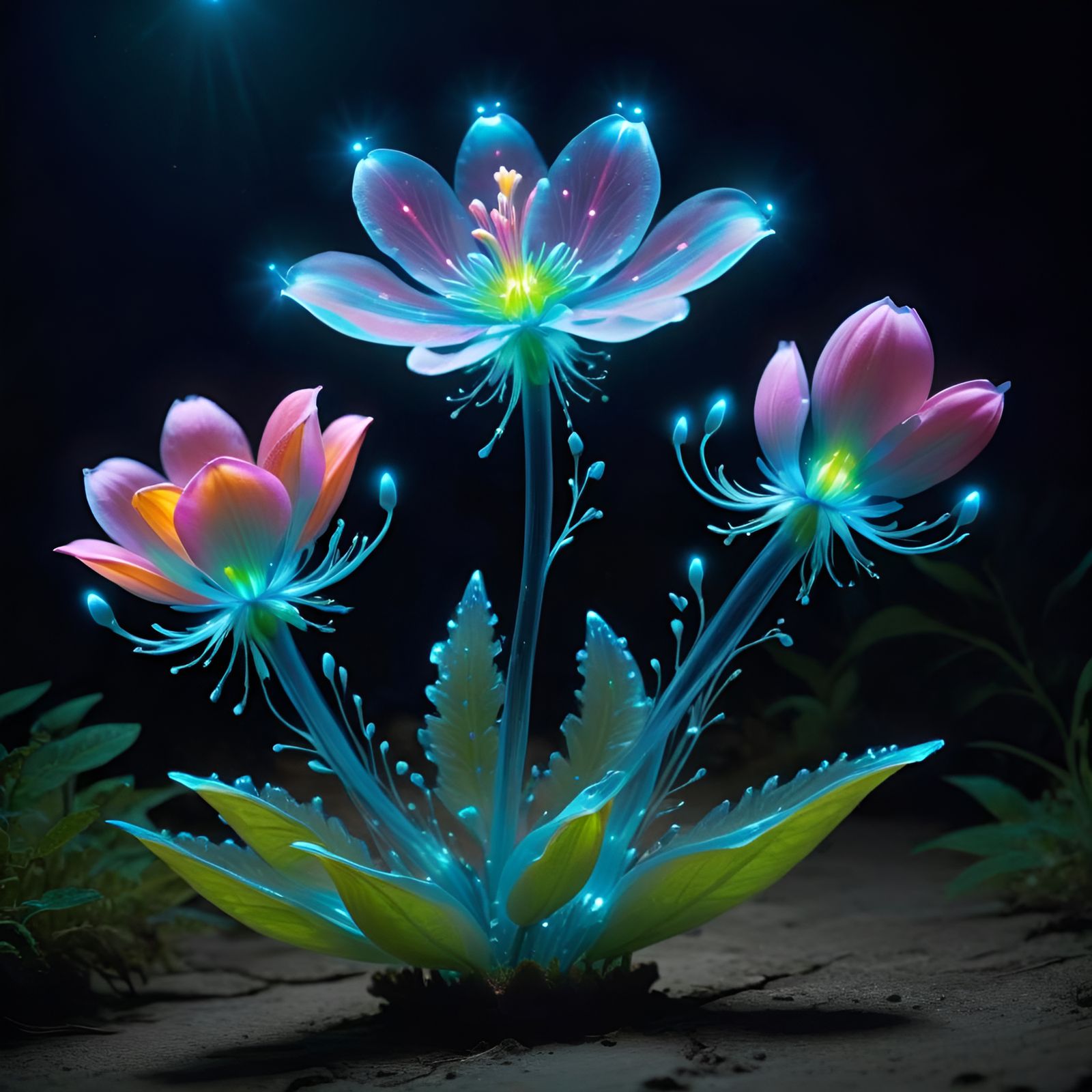 Bioluminescent Flower Radiating Creative Light
