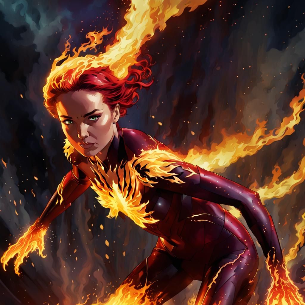 Dark Phoenix Engulfed in Flames