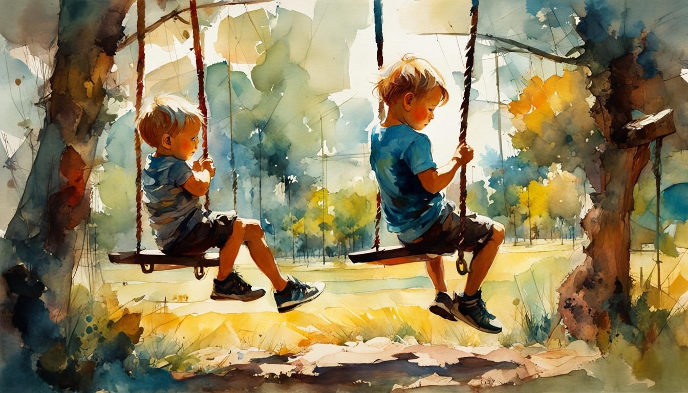 The swing set in the back yard