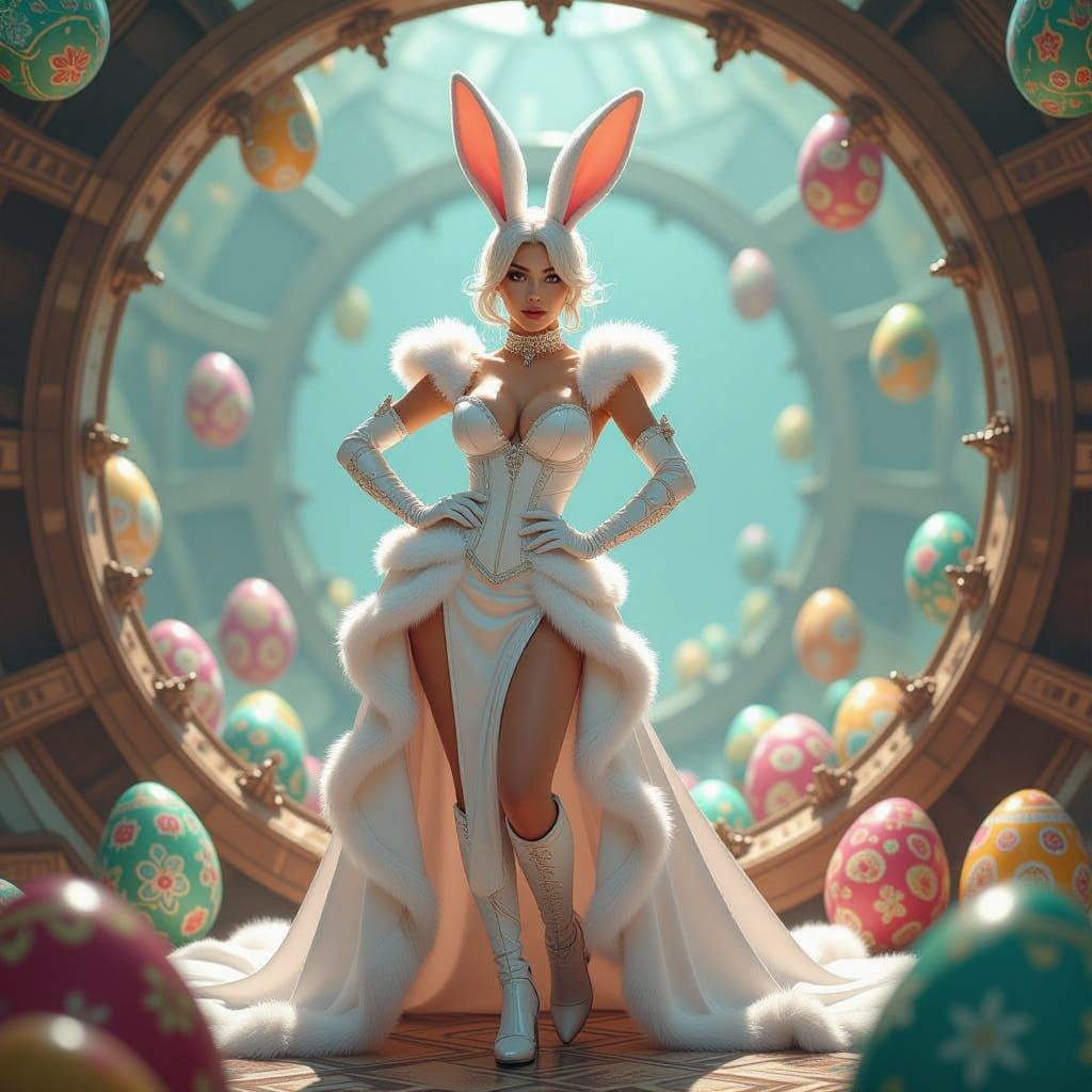 Cyberpunk Easter Bunny in Hyper-Realistic Cosplay