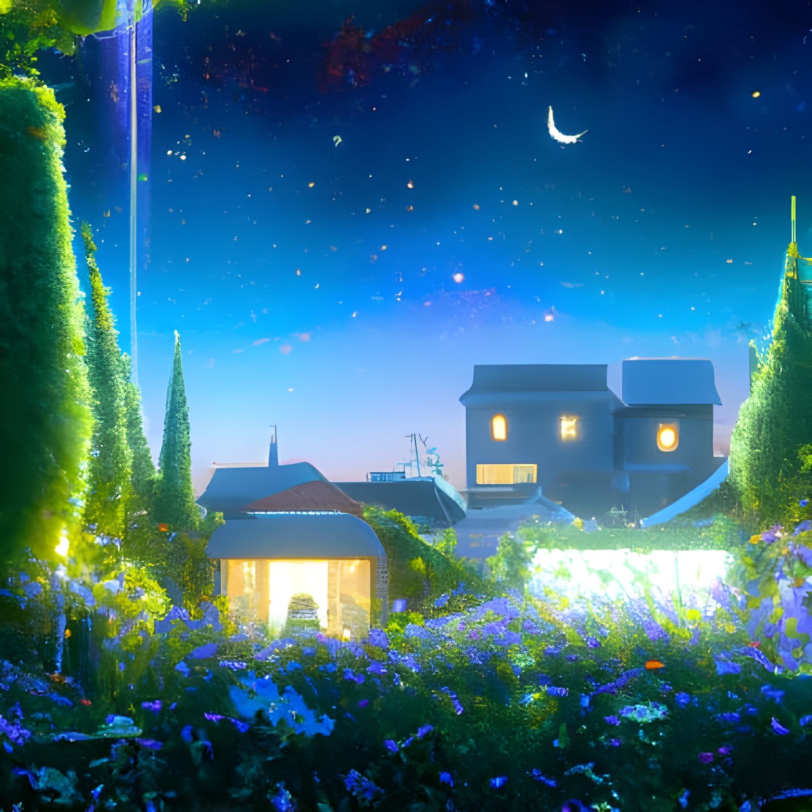Enchanting Garden Galaxy in Anime Style