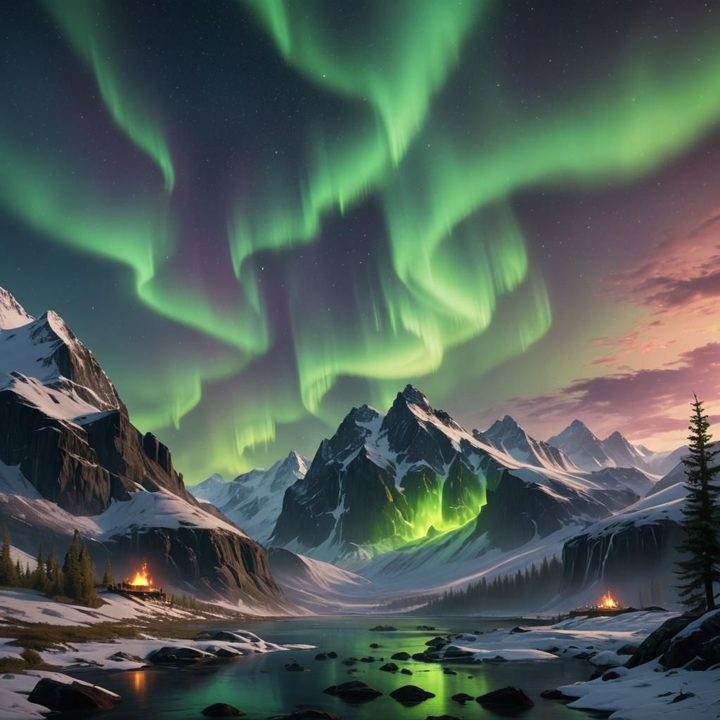 Spectacular Northern Lights Fantasy Concept Art