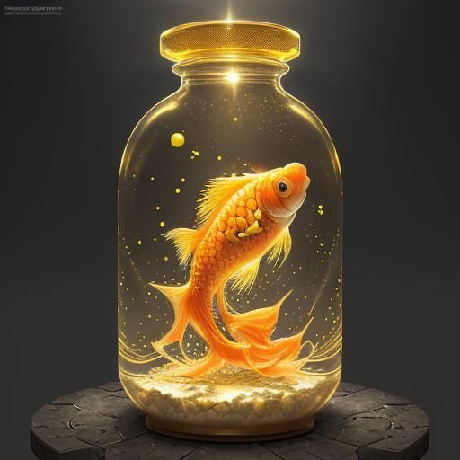 Fantastical Goldfish in a Bottle: Hyperrealistic Art