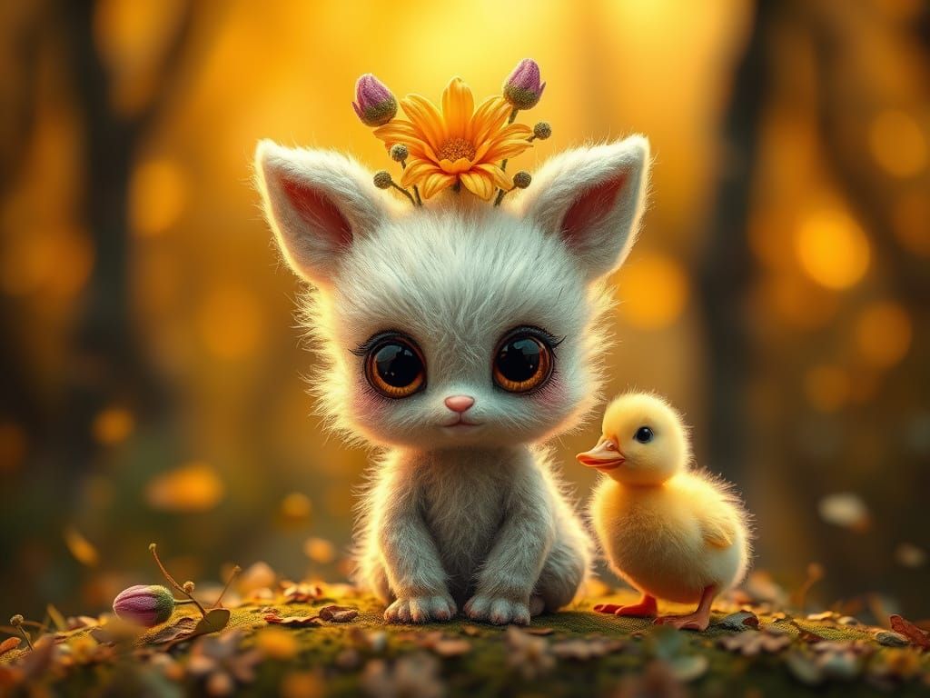 Cute Baby Anubis in Magical Forest, Whimsical Art