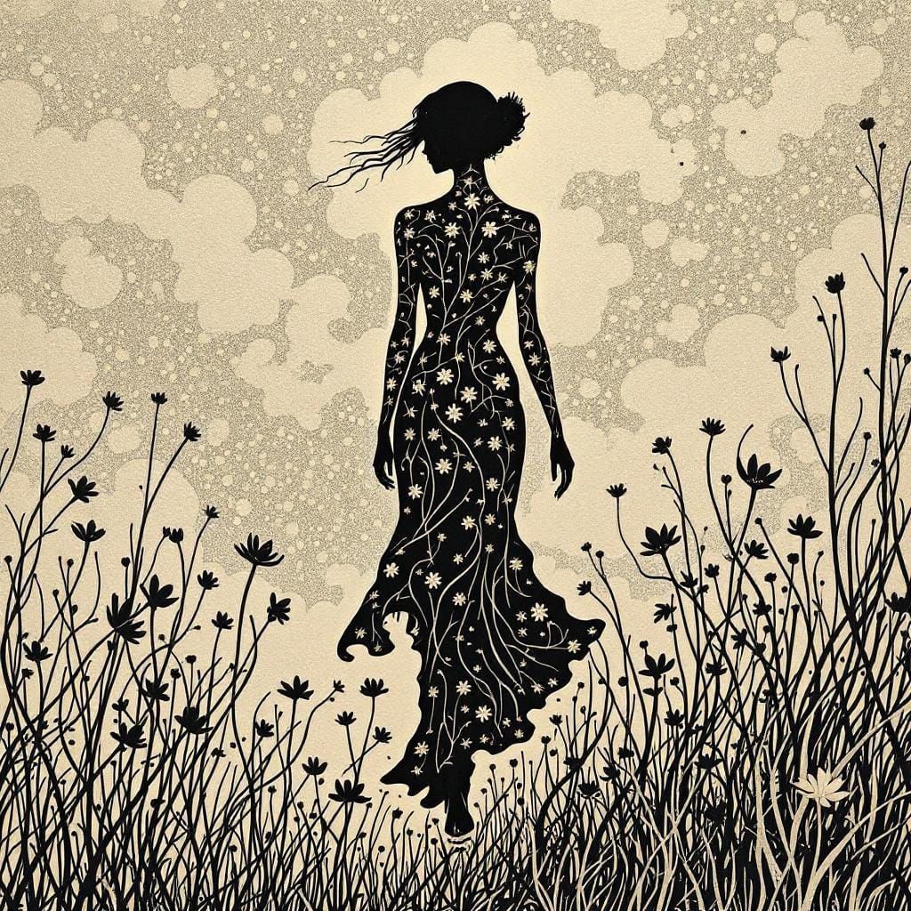 Metallic Botanical Forms in Art Nouveau Style