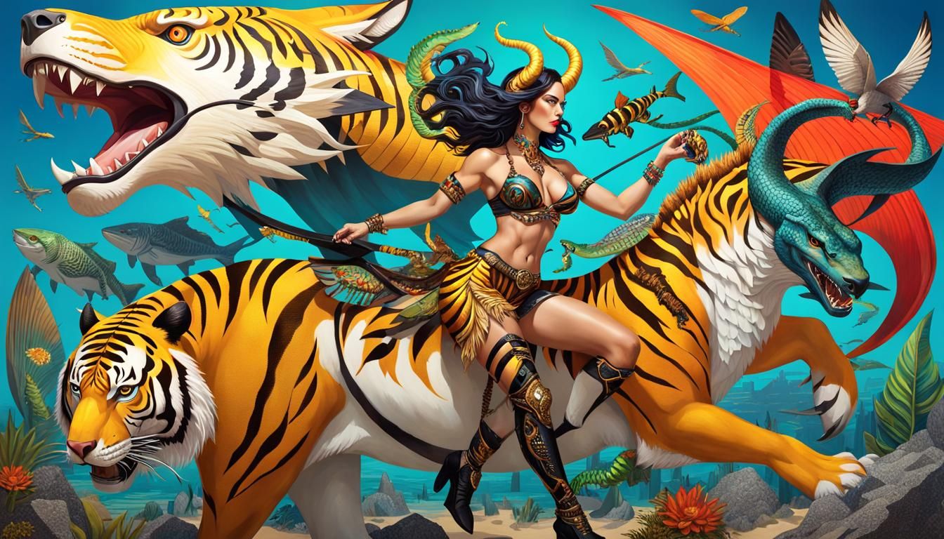 Surreal Chimera Woman with Animal Features