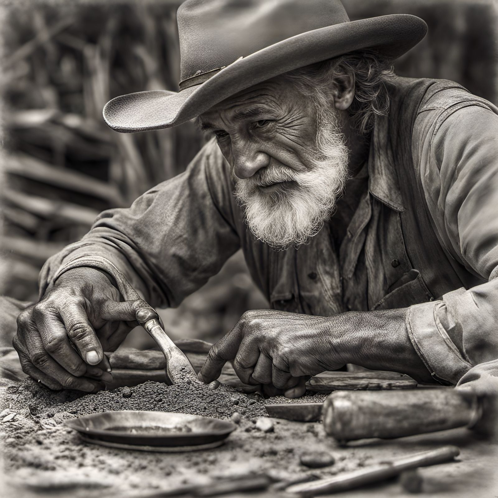 Old Time Prospector, Panning for gold