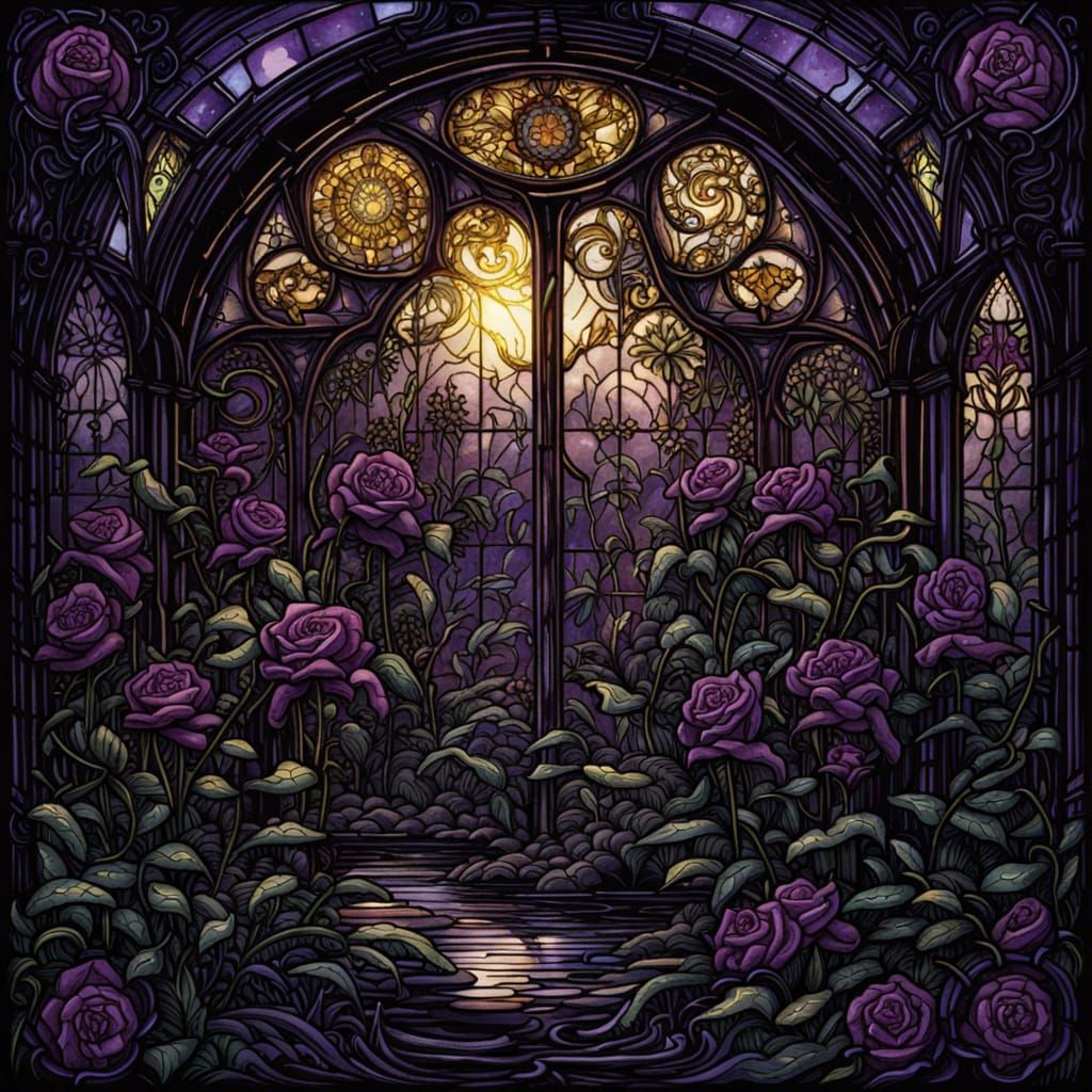 Gothic Horror Roses in Sunlight, Comic Book Art