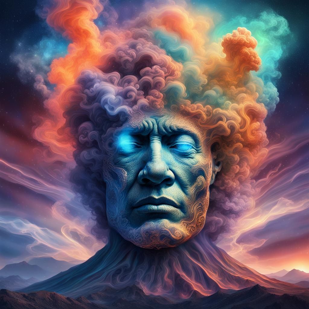 Volcanic Smoke Face in Astral Art Style