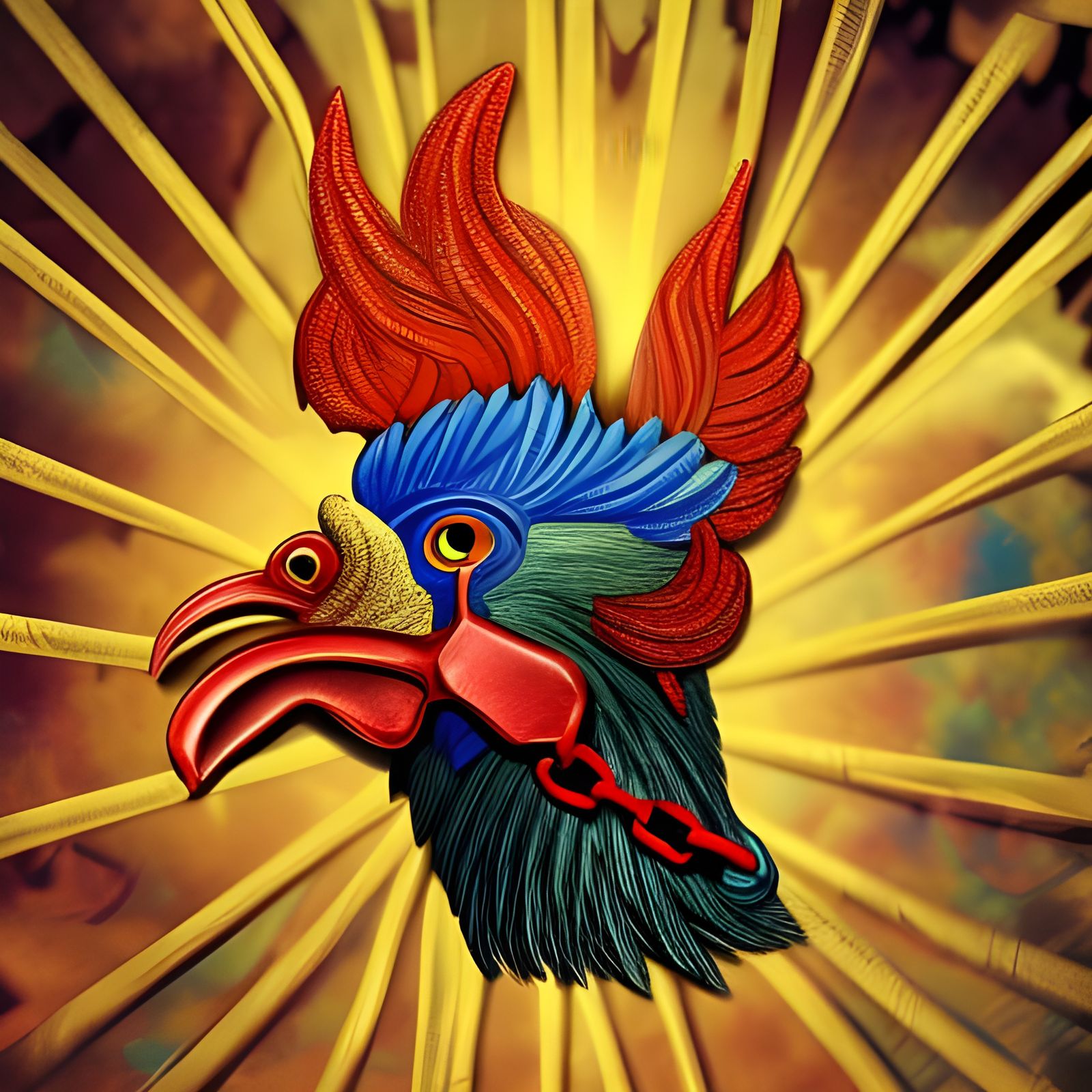 Rooster Bodybuilder in Comic Art Style