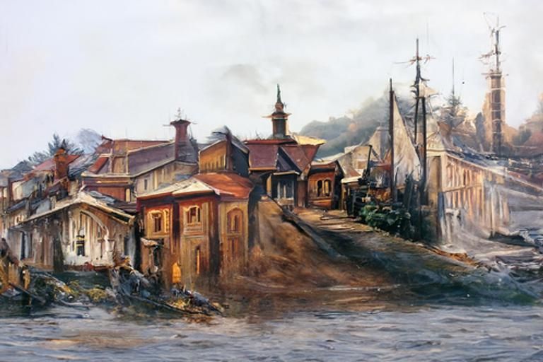 Victorian Street Scene as Oil Painting