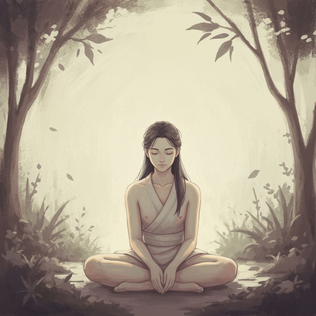 Serene Figure in Tranquil, Dreamlike Atmosphere