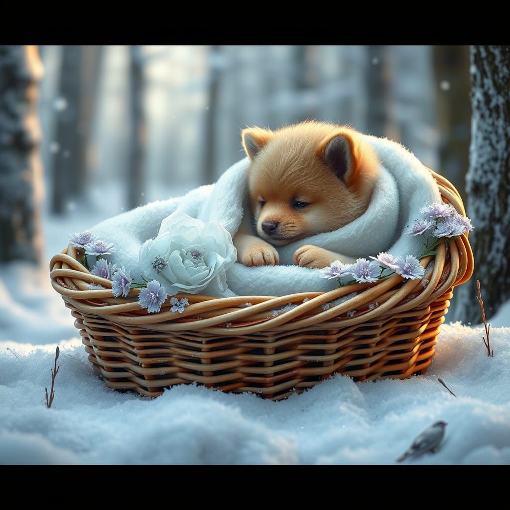 Enchanted Forest Pet in Wicker Basket