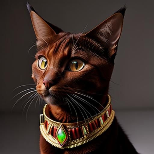 Red Abyssinian Cat with Ammolite Collar