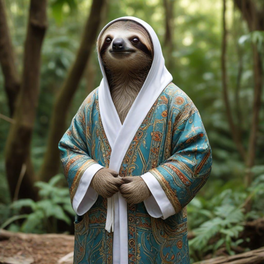 Sloth Ascetic Prophet in Elegant Robes