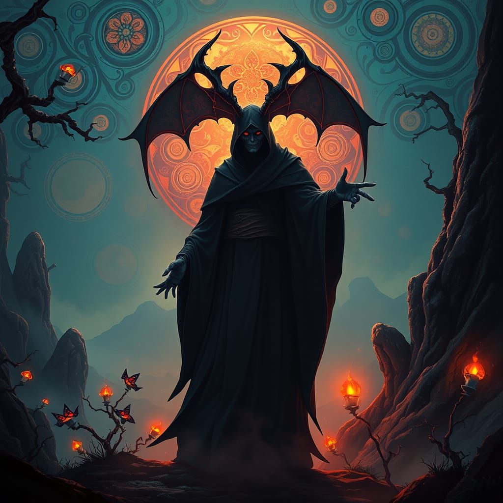 The Haunter of the Dark weirdcore/fantasy art Psychedelic Art Nouveau Fantastism