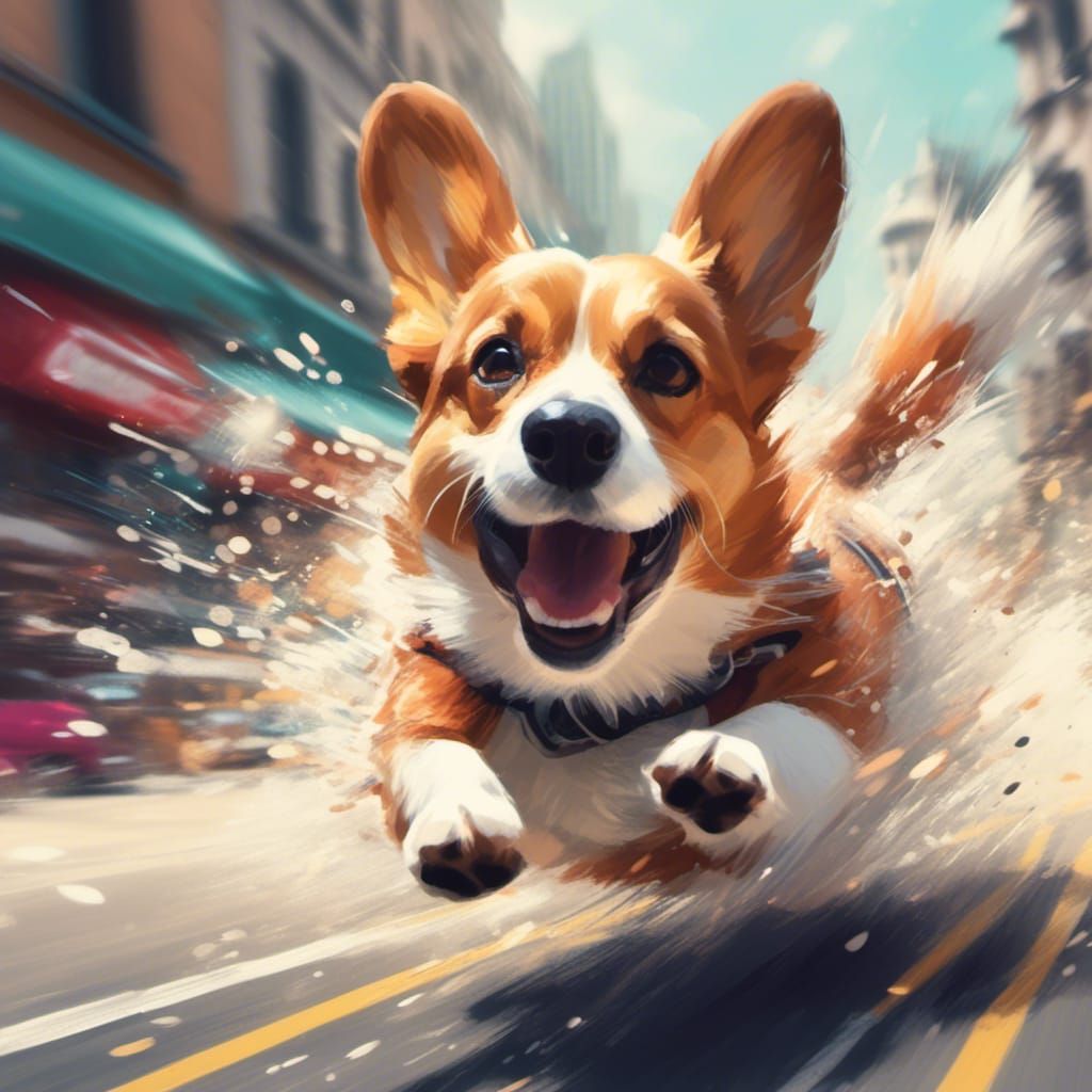 Drifting Corgi in Hyper Speed Race